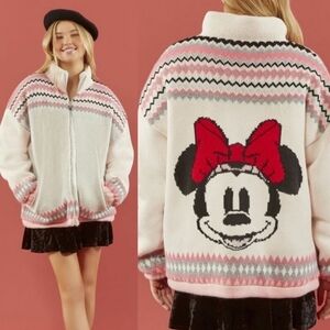 NWT Disney Minnie Mouse Zip-Up Sweater